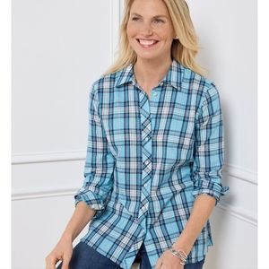 Talbots Cotton Button Front Shirt - Festive Party Plaid